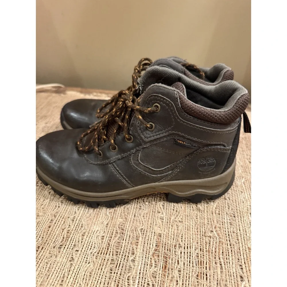 Timberland Boys Brown Mid Waterproof Hiking‎ Boots Shoes Size 12